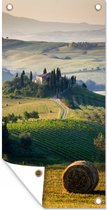 Schuttingposter Toscane - Landschap - Groen - 100x200 cm - Tuindoek