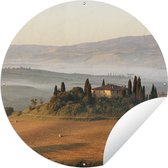 Tuincirkel Toscane - Landschap - Italië - 120x120 cm - Ronde Tuinposter - Buiten XXL / Groot formaat!