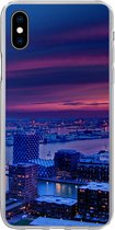 Geschikt voor iPhone Xs Max hoesje - Rotterdam - Lucht - Roze - Siliconen Telefoonhoesje