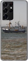 Geschikt voor Samsung Galaxy S21 Ultra hoesje - Noordzee - Vissersboot - Water - Siliconen Telefoonhoesje