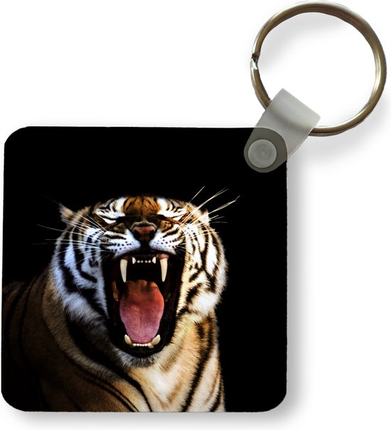 Porte-clés - Tigre - Dents - Zwart - Plastique - Rond