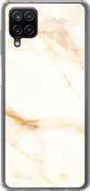 Geschikt voor Samsung Galaxy A12 hoesje - Marmer print - Patronen - Wit - Siliconen Telefoonhoesje