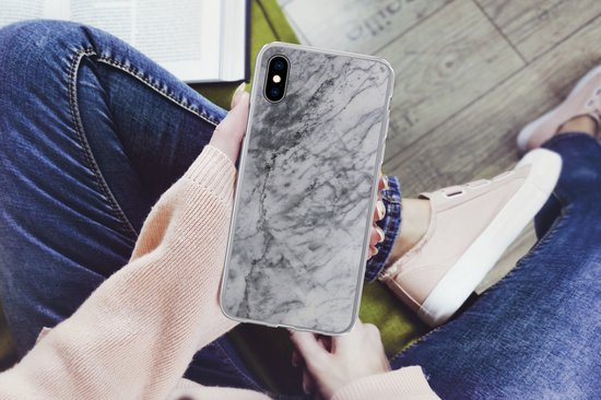 Coque iPhone Xs Max - Marbre - Pierre - Grijs - Siliconen