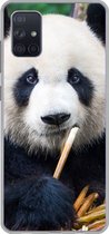 Geschikt voor Samsung Galaxy A71 hoesje - Panda - Bamboe - Natuur - Siliconen Telefoonhoesje