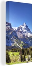 Canvas Schilderij Voetpad naar de Scheidegg bergpas met de Eiger in Zwitserland - 40x80 cm - Wanddecoratie