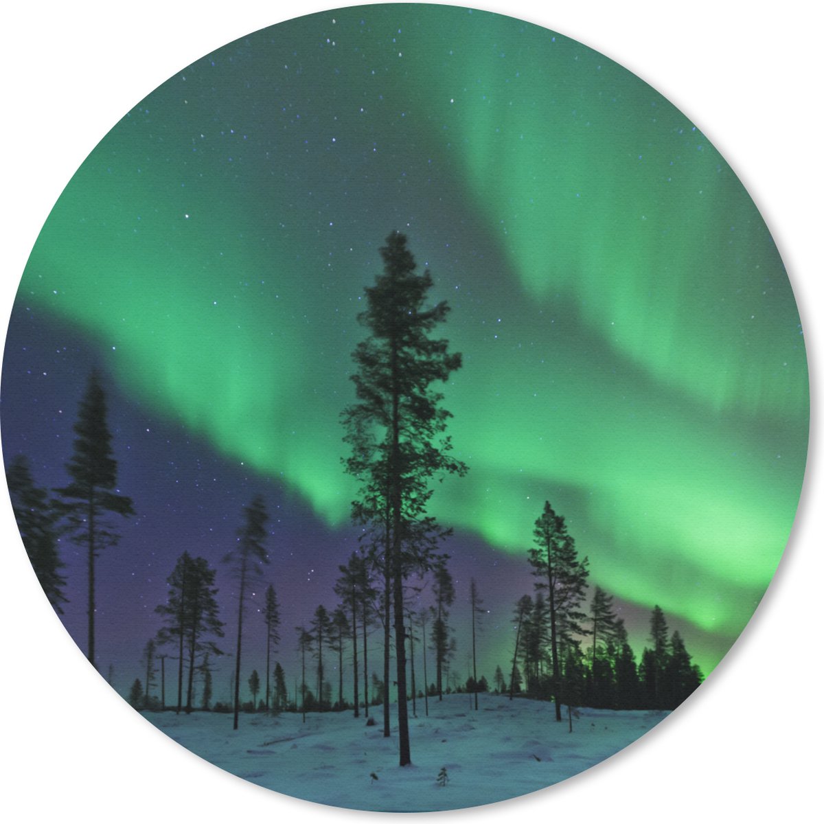 Muismat rond 40x40 cm - Mousepad Noorderlicht - Zweden - Boom - Ronde muismatten