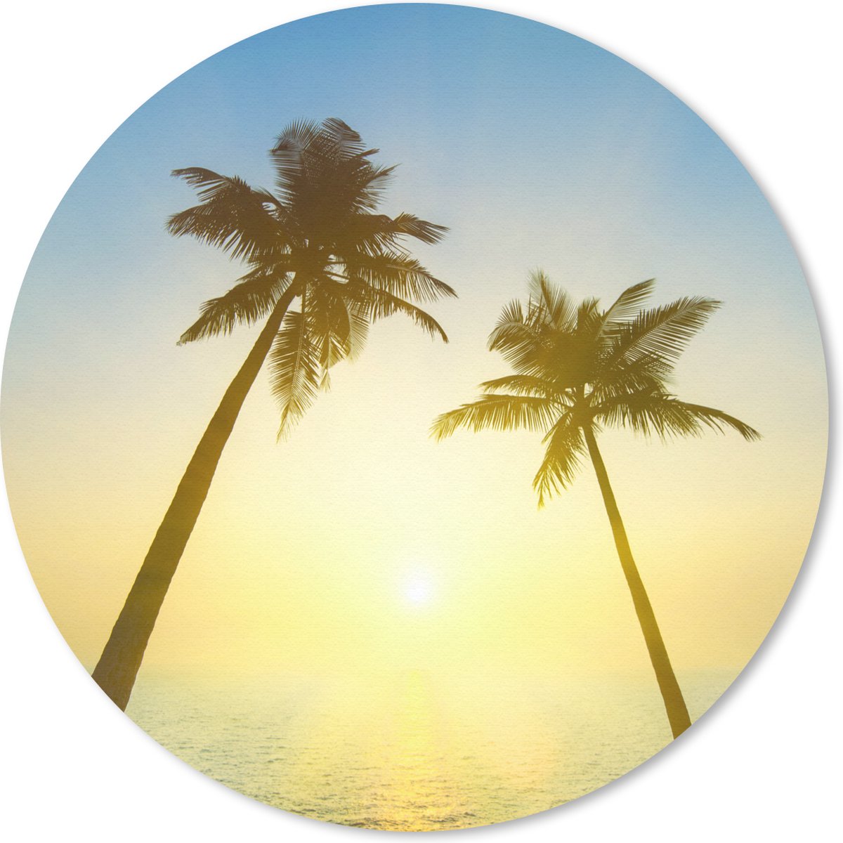 Muismat rond 50x50 cm - Mousepad Strand - Zonsondergang - Palmbomen - Ronde muismatten