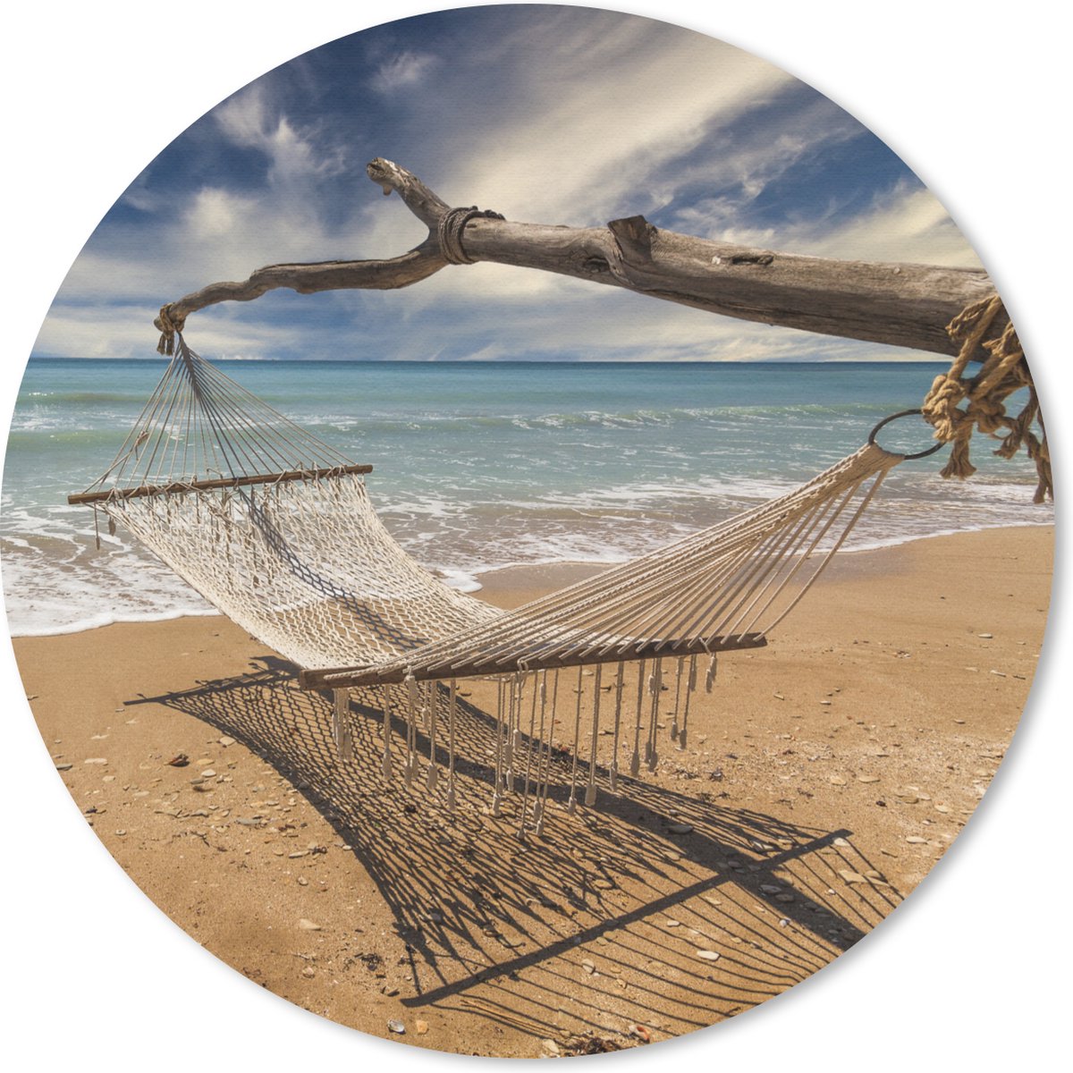Muismat - Mousepad - Rond - Strand - Zee - Hangmat - 20x20 cm - Ronde muismat