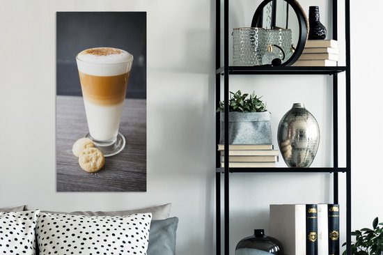Peinture sur toile Glas de latte macchiato et biscuits - 40x80 cm - Décoration murale