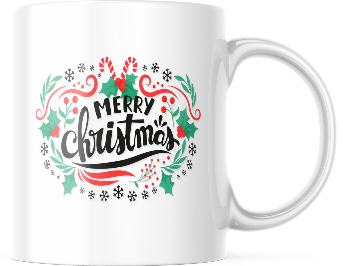 Kerst Mok met tekst: merry christmas | Kerst Decoratie | Kerst Versiering | Grappige Cadeaus | Koffiemok | Koffiebeker | Theemok | Theebeker