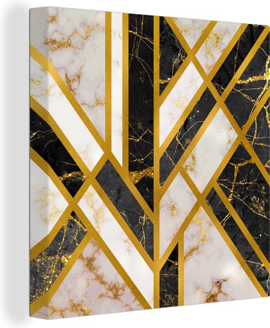 Toile Peinture Marbre - Goud - Luxe - 90x90 cm - Décoration murale