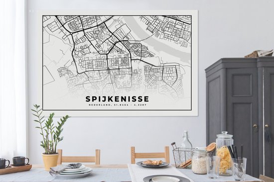 Tableau sur toile Carte - Spijkenisse - Nederland - 180x120 cm - Décoration murale XXL