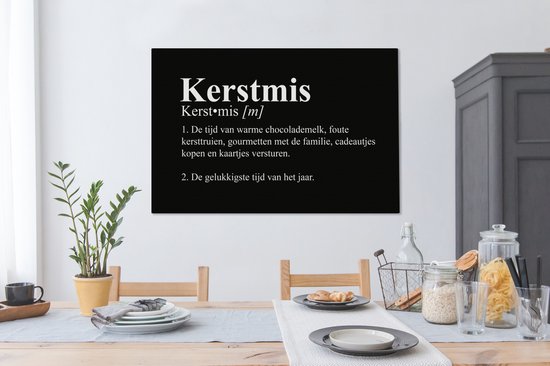Canvas Schilderij Kerst - Kerstmis definitie - Quotes - Woordenboek - Spreuken - 120x80 cm - Wanddecoratie