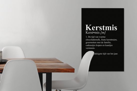 Peinture sur toile Noël - Pull de Noël - Zwart - Wit - 60x90 cm - Décoration murale de Noël pour l'intérieur - Décoration de Noël Salon - Décoration de Noël à la maison