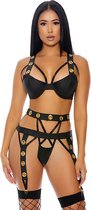 Caged Babe Lingerie Set - Black - S - Maat Extra Larg