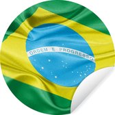 WallCircle - Muurstickers - Behangcirkel - Close-up van de vlag van Brazilië - ⌀ 120 cm - Muurcirkel - Zelfklevend - Ronde Behangsticker XXL
