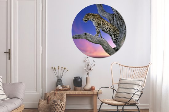 Cercle Mural - Cercle Mural Intérieur - Léopard - Arbre - Branche - ⌀ 140 cm - Décoration murale - Peintures Ronds