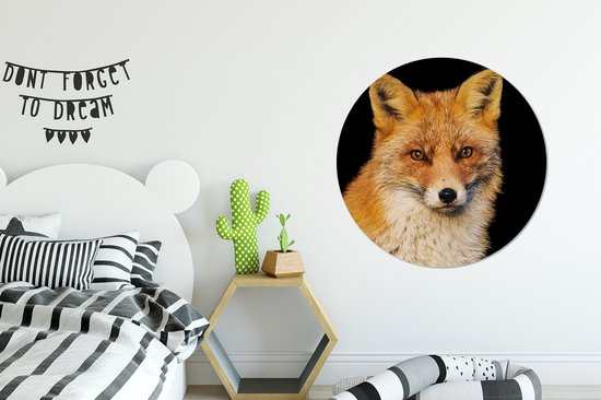 Cercle Mural - Cercle Mural Intérieur - Renard - Rouge - Zwart - ⌀ 90 cm - Décoration murale - Peintures Ronds