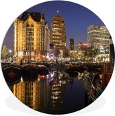WallCircle - Wandcirkel ⌀ 60 - Rotterdam - Haven - Licht - Ronde schilderijen woonkamer - Wandbord rond - Muurdecoratie cirkel - Kamer decoratie binnen - Wanddecoratie muurcirkel - Woonaccessoires