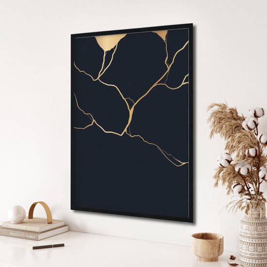 Akoestisch schilderij AcousticPro® - paneel met gouden Japanse Kintsugi kunst - design 139
