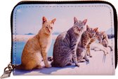 Portemonnee rijtje katten op muurtje - 13x9cm