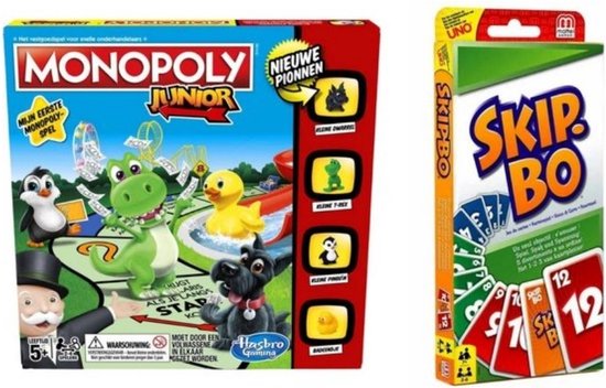Afbeelding van het spel Spellenbundel - 2 Stuks - Monopoly Junior & Skip-Bo