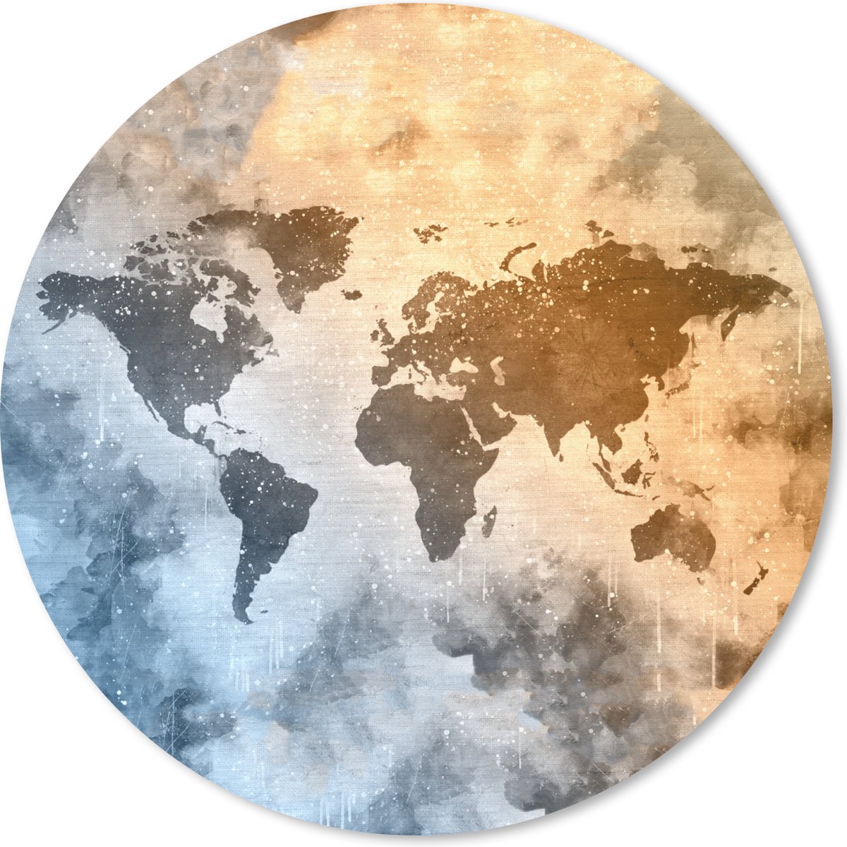 Muismat rond 30x30 cm - Mousepad Wereldkaart - Abstract - Kleuren - Ronde muismatten