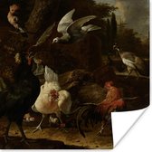 Poster Vogels in een park - Schilderij van Melchior d'Hondecoeter - 30x30 cm