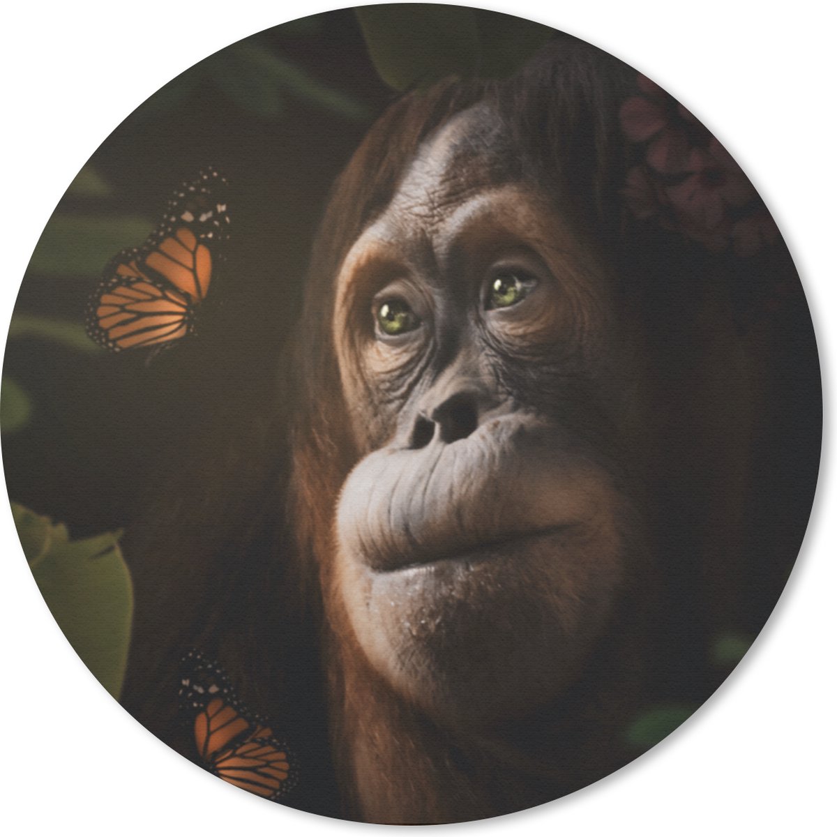 Muismat rond 30x30 cm - Mousepad Vlinder - Aap - Jungle - Ronde muismatten