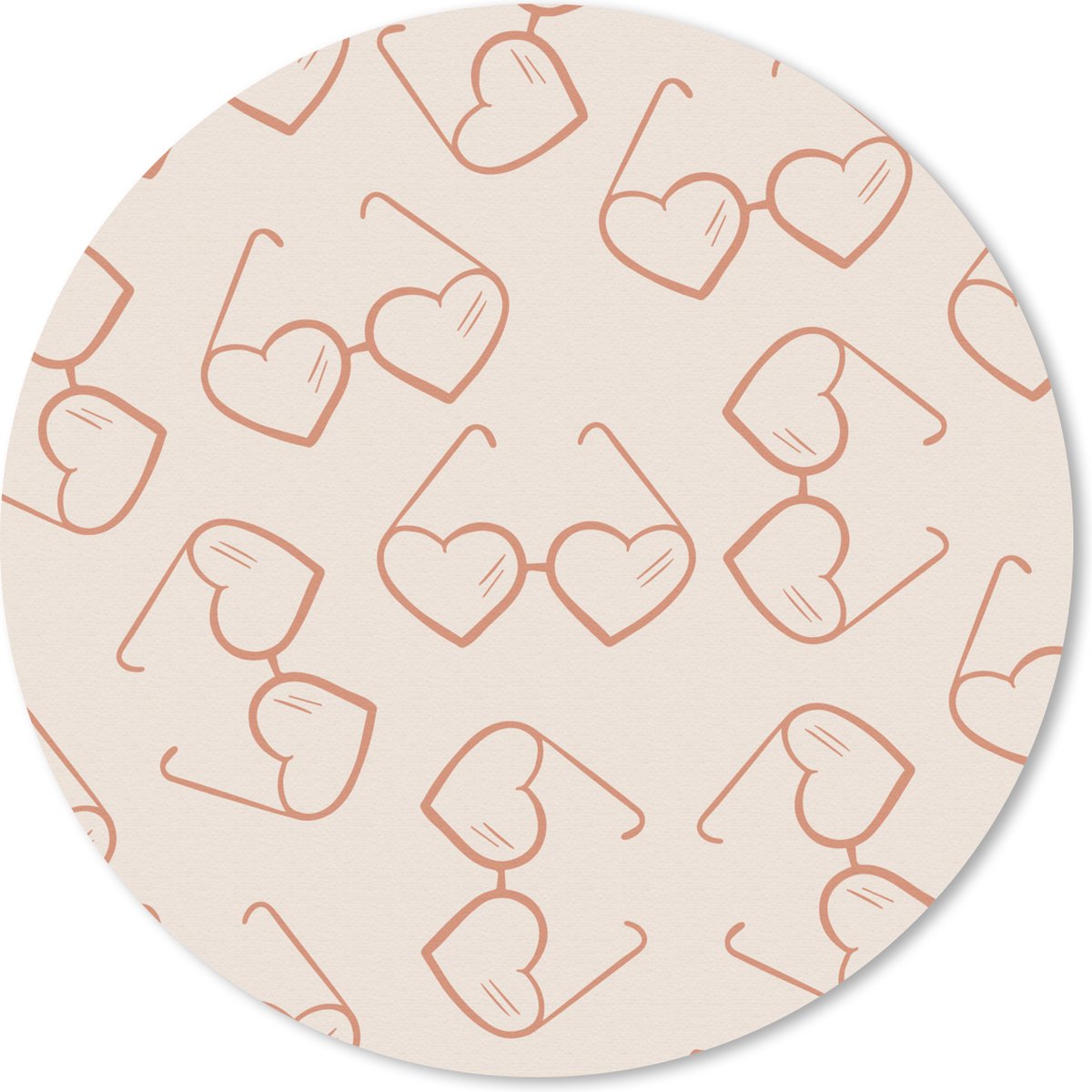 Muismat rond 30x30 cm - Mousepad Zonnebril - Hart - Zomer - Ronde muismatten