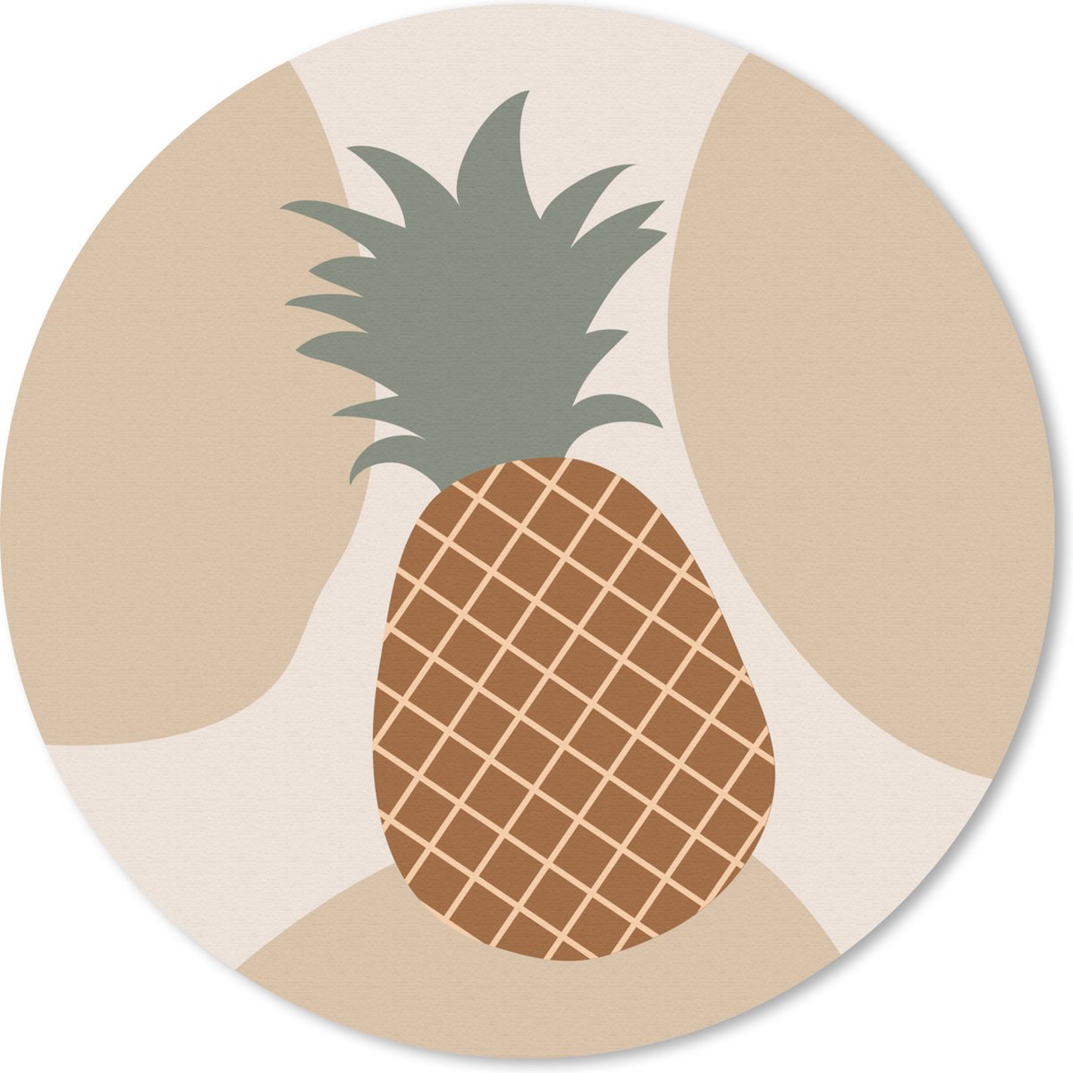 Muismat rond 30x30 cm - Mousepad Fruit - Pastel - Ananas - Zomer - Ronde muismatten