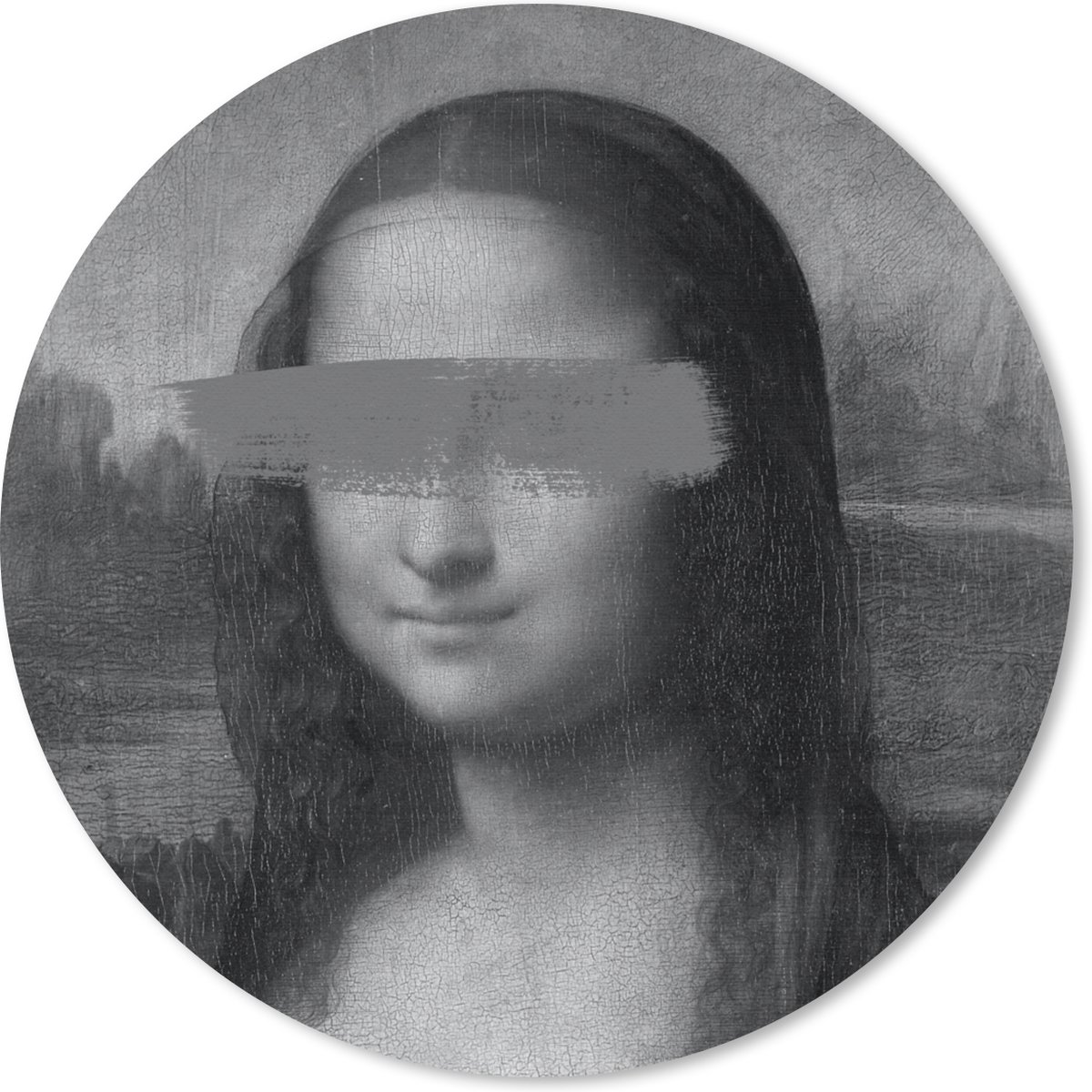 Muismat rond 30x30 cm - Mousepad Mona Lisa - Leonardo da Vinci - Zwart - Wit - Ronde muismatten