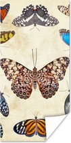 Poster Botanische print vlinders - 60x120 cm