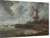 De molen bij Wijk bij Duurstede, Jacob van Ruisdael - Foto op Dibond - 90 x 60 cm