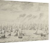 De zeeslag bij Terheide, Willem van de Velde - Foto op Dibond - 80 x 60 cm
