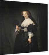 Portret van Oopjen Coppit, Rembrandt van Rijn - Foto op Dibond - 40 x 40 cm