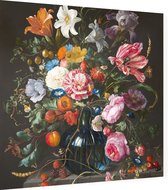 Vaas met bloemen, Jan Davidsz. de Heem - Foto op Dibond - 40 x 40 cm