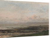 Strand bij eb, Charles-François Daubigny - Foto op Dibond - 90 x 60 cm