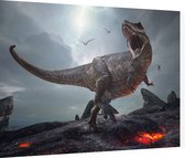 Dinosaurus T-Rex screamer volcano - Foto op Dibond - 80 x 60 cm