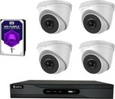 Safire set met 4x PoE 4 megapixel witte eyeball buiten camera's en een netwerk recorder met 1TB harde schijf