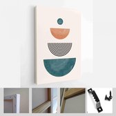 Een trendy set van abstracte handgeschilderde illustraties voor wanddecoratie, Social Media Banner, Brochure Cover Design of ansichtkaart achtergrond - Modern Art Canvas - verticaa