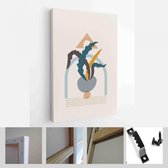 Abstracte botanische organische kunst illustratie. Set van zachte kleur schilderij kunst aan de muur voor huisdecoratie - Modern Art Canvas - Verticaal - 1957430626