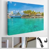 Een schilderachtige strook stranden rond het Caribische eiland Curaçao in de Nederlandse Antillen - Modern Art Canvas - Horizontaal - 693265000