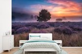Behang - Fotobehang Bloemen - Lavendel - Lucht - Breedte 450 cm x hoogte 300 cm - Behangpapier