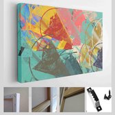 Artistieke canvasmix. Olie kunst matrix. 2d illustratie. Textuur achtergrond. Creatief chaos structuurelement - Modern Art Canvas - Horizontaal - 1470449030