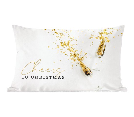 Sierkussens - Kussentjes Woonkamer - 50x30 cm - Winter - Goud - Wit - Kerstversiering - Kerstdecoratie voor binnen - Woonkamer