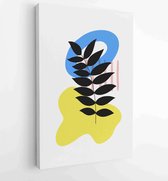 Botanische muur kunst vector set. Earth tone boho gebladerte lijntekeningen tekenen met abstracte vorm. 3 - Moderne schilderijen – Verticaal – 1880835799 - 40-30 Vertical