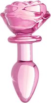 Pink Rose - Glass Butt Plug - Small