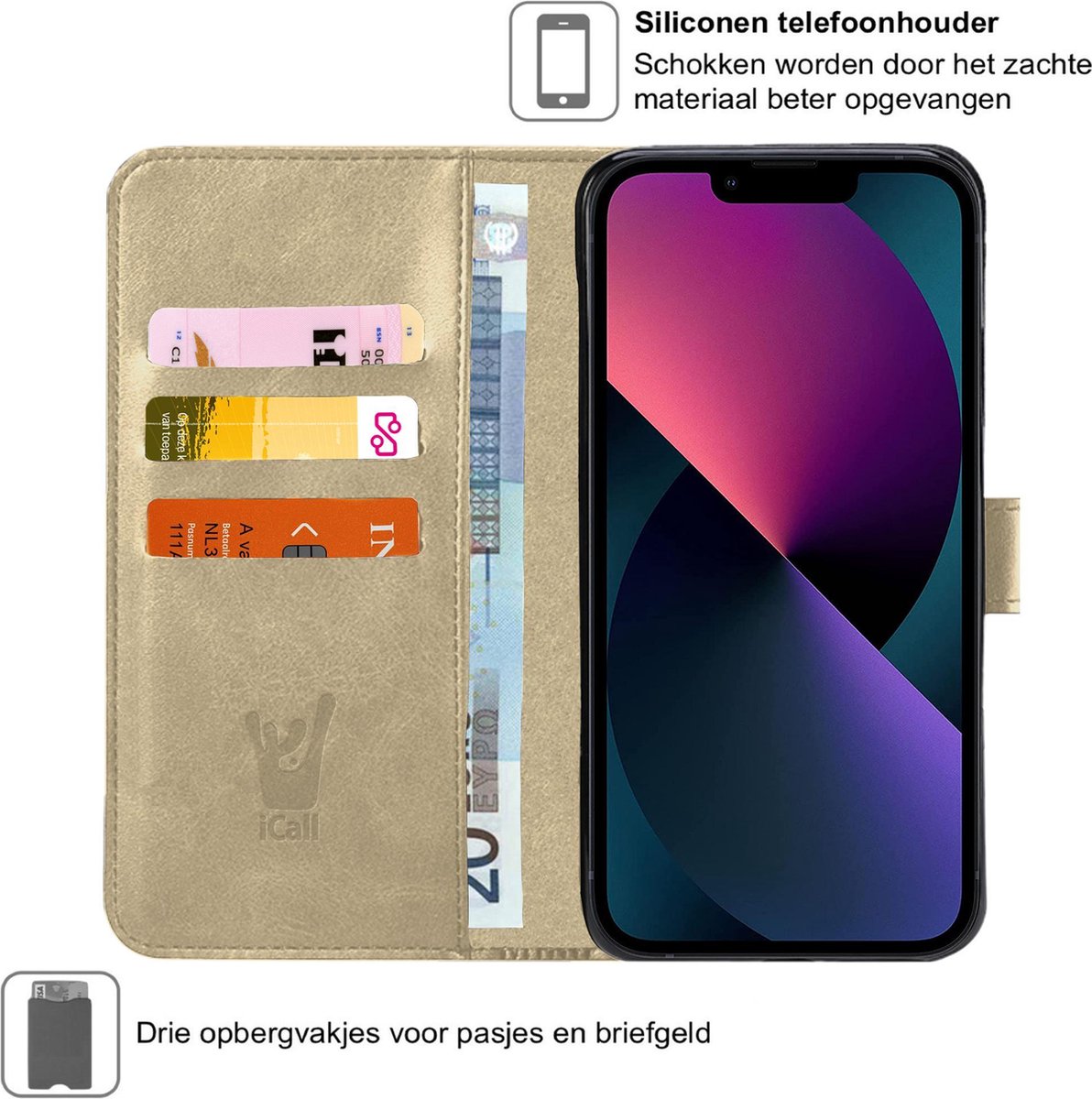 iPhone 13 Pro Hoesje Book Leer Wallet - Goud | bol.com