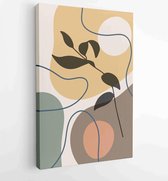 Aardetoon achtergrond gebladerte lijntekeningen met abstracte vorm en aquarel 2 - Moderne schilderijen – Verticaal – 1919347643 - 50*40 Vertical